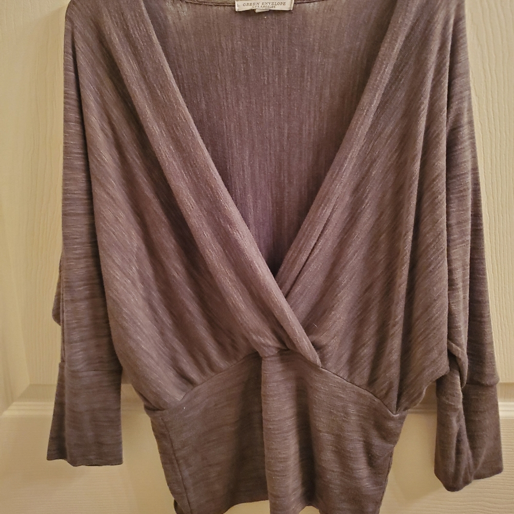 Olive Green/Grey VNeck Top